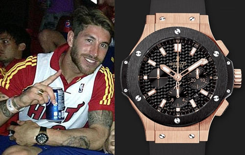 Đồng đội cũ của Ronaldo – Sergio Ramos là một tín đồ của Hublot khi thường xuyên xuất hiện cùng những chiếc đồng hồ từ thương hiệu này, từ những chiếc vài trăm triệu cho đến vài tỉ đồng. Chiếc yêu thích nhất của Ramos là Big Bang Evolution làm từ vàng và ceramic có giá hơn 600 triệu đồng.
