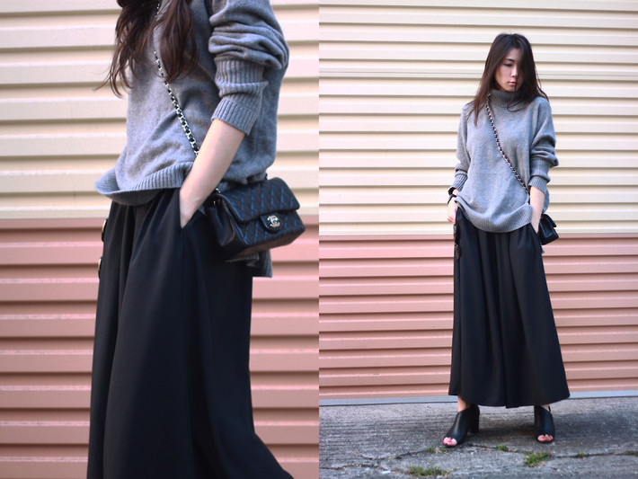 Áo len và quần ống rộng sẽ giúp bạn có một outfit trông hút mắt vô cùng