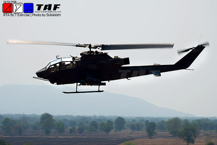 Quân đội Thái Lan hiện chỉ còn 7 chiếc AH-1 Cobra có khả năng mang 4-8 tên lửa chống tăng TOW, rocket 70mm.
