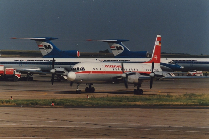 Il-18 thuộc về thế hệ máy bay chở khách turbine cánh quạt đầu tiên trên thế giới, Trong ảnh là chiếc Il-18 của Hãng hàng không Đông Đức Interflug. Ảnh: Sputnik
