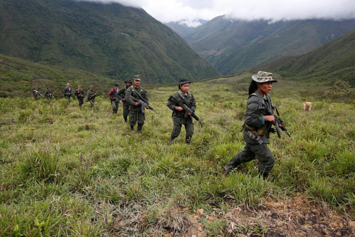 Một câu hỏi cũng được đặt ra đó là việc liệu FARC có đề cử người tham gia tranh cử ở địa phương vào năm 2019 hay không. Trong ảnh: Các tay súng của Mặt trận 51 tuần tra ở một khu vực núi rừng hẻo lánh ở Colombia. Ảnh REUTERS