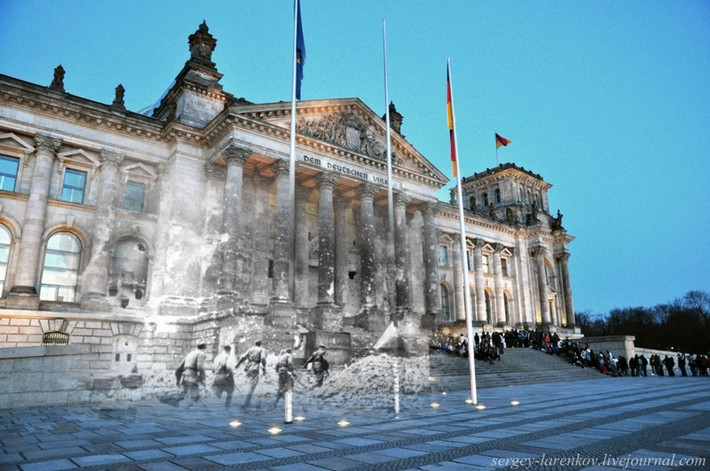 Chiến dịch Berlin (16/4 - 9/5/1945) là chiến dịch tấn công cuối cùng của Hổng quân Liên Xô trong Chiến tranh Xô-Đức. Trong chiến dịch này, Hồng quân Liên Xô đã đánh chiếm thủ đô Đức Quốc xã, buộc trùm phát xít Adolf Hitler tự sát vào ngày 30/4/1945. Trong ảnh: Hồng quân Liên Xô tiến đánh Tòa nhà Quốc hội Đức.