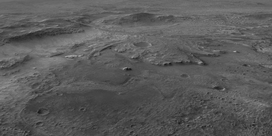 Địa hình Jezero Crater - ảnh: NASA. Các dấu hiệu carbon cổ xưa nhất cho thấy trái đất có thể phát sinh sự sống từ khoản 4,1 tỉ năm nhưng vi sinh vật lâu đời nhất được tìm thấy chỉ khoảng 3,4 tỉ năm tuổi.
