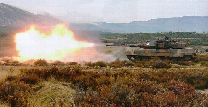 Về mặt hỏa lực, xe tăng Leopard 2A6 sở hữu khẩu pháo nòng trơn 122mm L55 - là nâng cấp khẩu L44 trên Leopard 2A5 với nòng dài hơn giúp tăng độ chính xác, tầm bắn xa. Hỏa lực phụ gồm hai đại liên 7,62mm gắn đồng trục pháo chính và ở trên nóc tháp pháo.