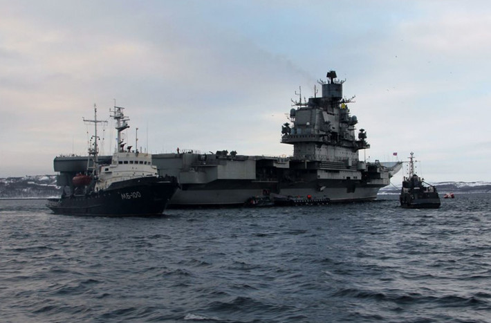 Ngày 9/2/2017, tàu sân bay Đô đốc Kuznetsov đã trở về tới cảng Severomorsk, Nga để chuẩn bị trải qua công cuộc đại tu sửa chữa lớn lần tiếp theo. Nguồn ảnh: Sputnik