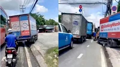 Lấn làn, vượt ẩu: Video xe tải leo vỉa hè ở TP HCM gây phẫn nộ