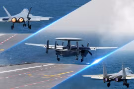 Trung Quốc trình diễn phóng tiêm kích tàng hình trên tàu Phúc Kiến