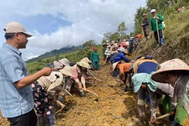 Hơn 2.000 người dân xã Ngọc Linh chung tay khắc phục sạt lở