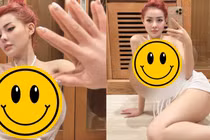 Ngân 98 ăn mặc hở hang, uốn éo trước gương gây chú ý