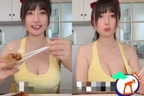 Làm clip ăn uống, nữ streamer gặp tai nạn "nhạy cảm"