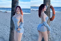 Hot girl áo dài Đồng Nai tạo dáng ở cây dừa khoe chân dài