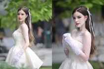 "Nữ thần tắm suối" Jessie Vard diện váy trắng tựa công chúa 