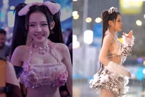 Ngân 98 hóa búp bê ướt sũng dưới mưa gây chú ý