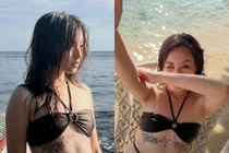 Nguyễn Lâm Thảo Tâm khoe hình xăm cá tính trên bãi biển trong bikini