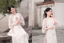 ‘Nữ hoàng nội y’ Ngọc Trinh xinh đẹp, trong veo trong tà áo dài