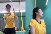 Quỳnh Alee lộ nhan sắc thật khi đoạn clip chơi cầu lông được đăng tải