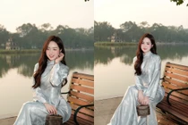 Hot girl Lê Phương Anh đẹp đến “nín thở” khi diện áo dài xuống phố