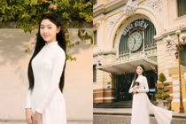 Mai Thảo Linh dịu dàng trong tà áo dài nữ sinh