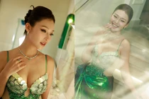 'Boxing girl' Khả Ngân hiếm hoi diện váy cúp ngực hở bạo