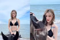 'Nữ thần tắm suối' Jessie Vard gây sốt khi khoe body bên bờ biển