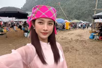 Về quê chơi hội, Trình Mỹ Duyên gây chú ý với nhan sắc miễn chê