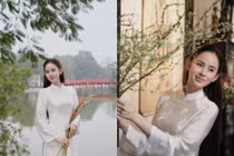 “Nàng dâu hào môn” Hương Liên diện áo dài trắng, khoe vẻ đẹp tinh khôi