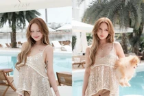 Xoài Non khoe sắc ngọt ngào bên hồ bơi, visual “búp bê sống” gây sốt mạng