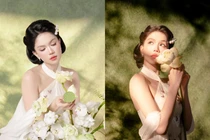 'Nữ hoàng nội y' Ngọc Trinh khoe vẻ đẹp thuần khiết bên bình hoa sen trắng