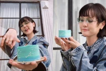 Hải Tú đón tuổi mới với phong cách nổi bật bên chiếc bánh kem 'màu xanh'