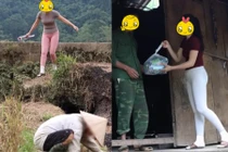 Cô gái mặc quần tập gym bó sát đi từ thiện gây tranh cãi