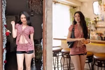 Ngọc Trinh 'đốt mắt' với mốt không nội y, diện áo buộc dây khoe chân ngực