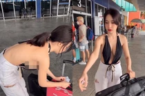 Nữ DJ Thái Lan gây tranh cãi với trang phục khi đẩy vali 