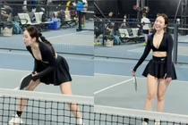 Hot girl Lê Phương Anh lên đồ khoét táo bạo đến sân pickleball