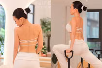 Sĩ Thanh khoe lưng trần nuột nà miễn chê trong phòng tập pilates