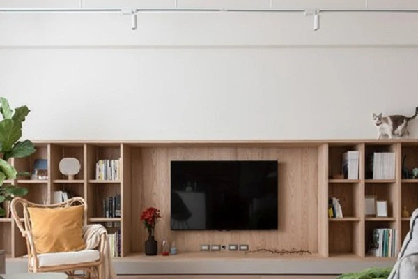 Căn hộ có nội thất bằng gỗ công nghiệp, đồng nhất các phòng