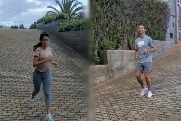 Rủ nhau chạy bộ, Ronaldo khen người yêu là 'bạn tập xinh đẹp'