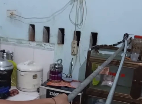 Video: Tá hoả phát hiện rắn cặp nia dài hơn 1m chui vào bếp