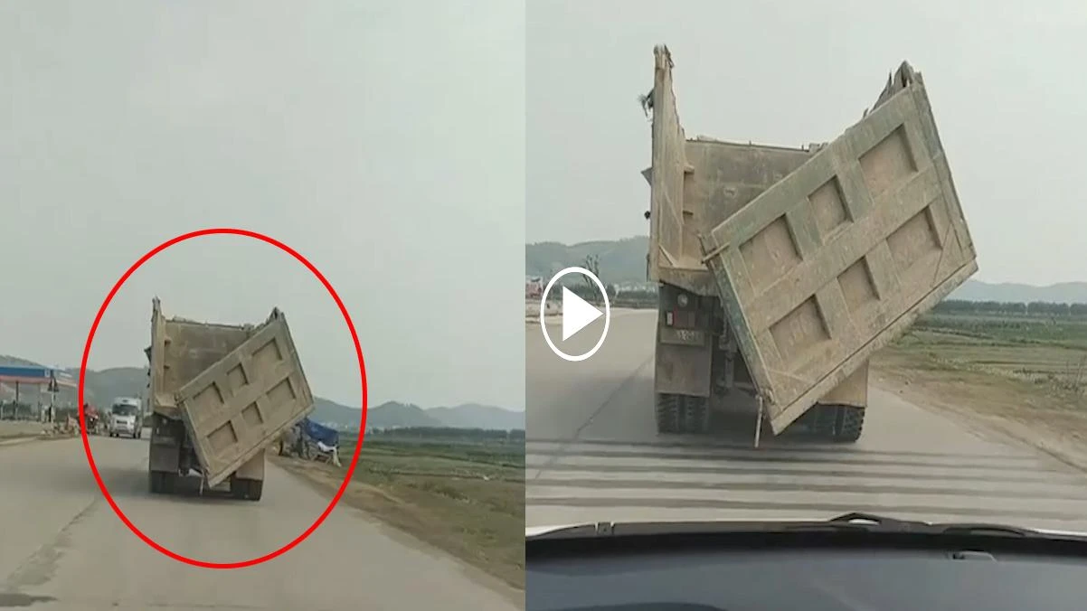 Video: Hoảng hồn xe Ben để nắp thùng lủng liểng vẫn di chuyển trên đường