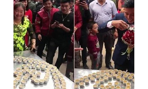 Video: Thách nhà trai uống hết 100 chén rượu mới cho rước dâu ở Lạng Sơn
