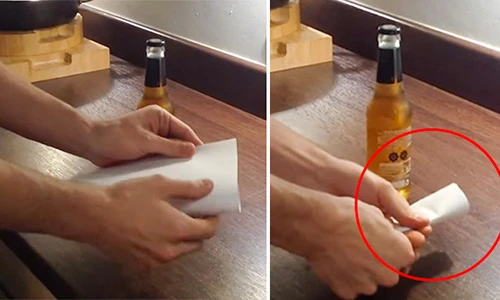Video: Tuyệt chiêu mở nắp chai chỉ bằng tờ giấy A4