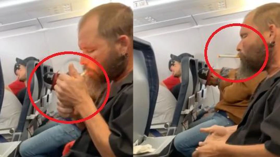 Video: Gã đàn ông coi thường mạng người, châm lửa hút thuốc trên máy bay