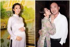 Thu Trang hóa bà bầu tại sự kiện, được chồng chăm sóc khi làm phim 