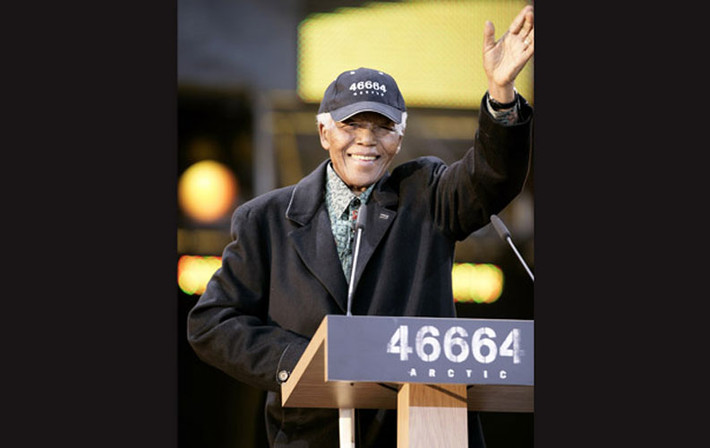 Cố Tổng thống Nelson Mandela phát biểu trong một chiến dịch nâng cao nhận thức và gây quỹ phòng chống HIV/AIDS ngày 11/6/2005 tại Na Uy. Dự án này mang tên 46664, số hiệu tù nhân cũ của ông.