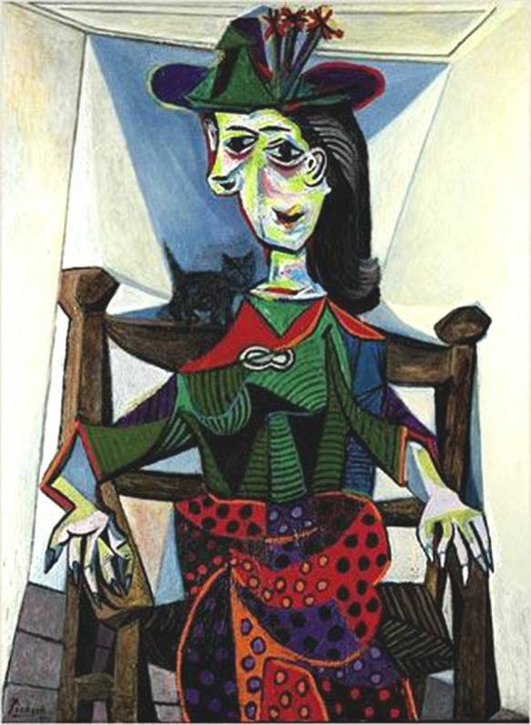Bức chân dung người tình Pablo Picasso mang tên “Dora Maar au chat” gây khá nhiều tranh cãi trong giới hội họa. Có lẽ vì thế mà bức tranh càng cao giá hơn, 95,2 triệu USD.