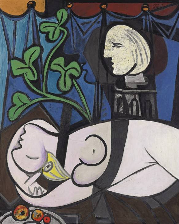 “Nude, Green Leaves, and Bust” được Pablo Picasso hoàn thành vào năm 1932, mô tả một người tình khác của ông tên Marie Therese Walters, được bán với mức giá kỷ lục 106,5 triệu USD vào năm 2010.