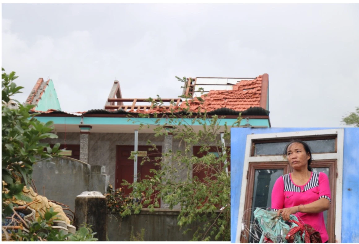 Xót xa những ngôi nhà không vẹn nguyên sau bão Noru