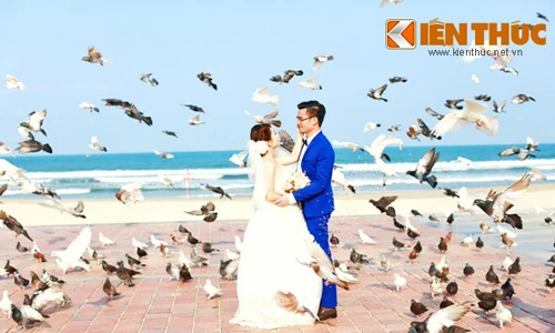 Cặp đôi đổ xô về công viên Biển Đông chụp ảnh cưới