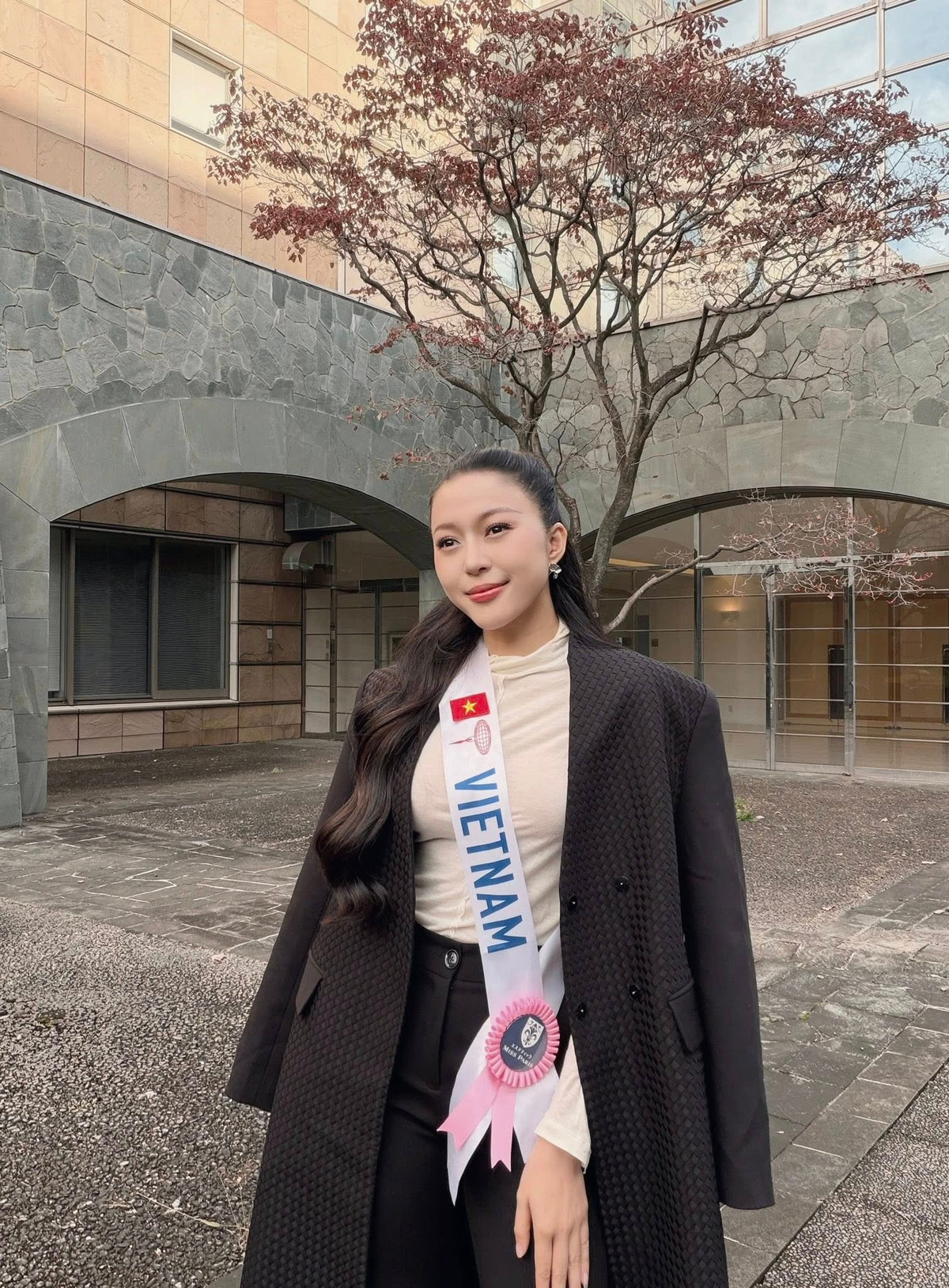 Hoa hậu Kiều Duy chào buổi sáng ở Nhật Bản. Ảnh: FB Nguyễn Ngọc Kiều Duy