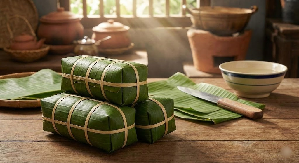 Một mẹo truyền thống nhưng rất hiệu quả là gói lại giò bằng lá chuối mới (hoặc lá cũ còn sạch), sau đó bọc thêm lớp nilon bên ngoài. Lá chuối giúp giữ mùi thơm tự nhiên và hạn chế giò bị khô.