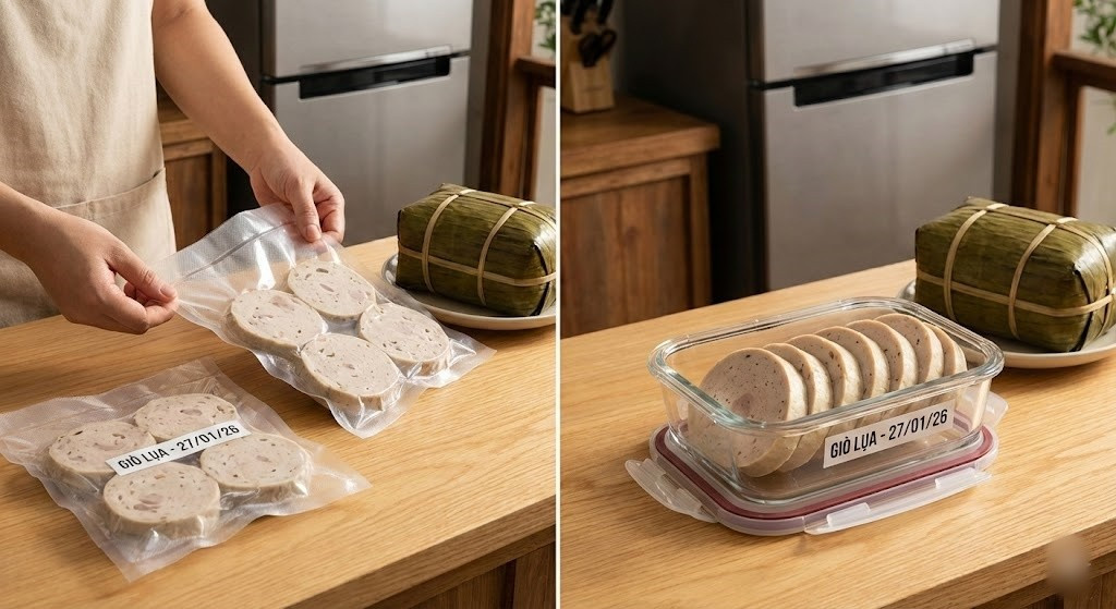 Hút chân không giúp loại bỏ hoàn toàn không khí, hạn chế tối đa vi khuẩn phát triển. Nhờ đó, chả có thể bảo quản trong ngăn mát khoảng 1 tuần và trong ngăn đá lên đến 1 tháng mà vẫn giữ trọn vị ngon.